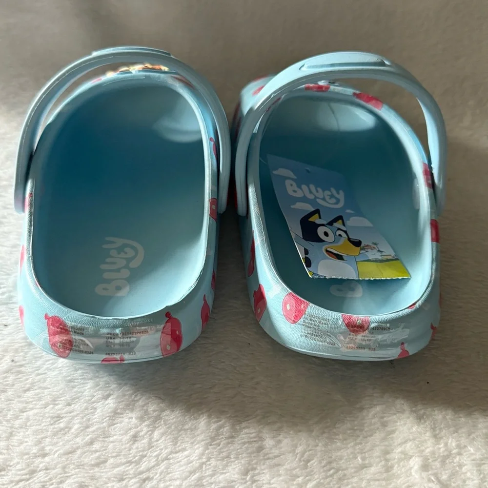 Bluey Kids Cartoon‎ Character Light Blue Clogs Size 11-12 Slip On Shoes New.